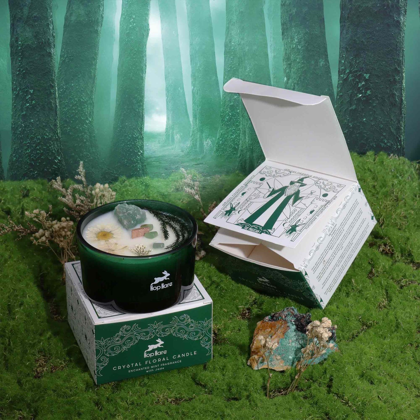 Crystal Magic Flower Candle – Jade & Enchanted Mint